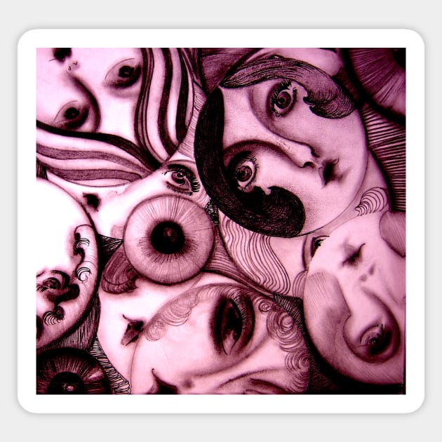 lilac art deco dolly faces models fashion Sticker by jacquline8689